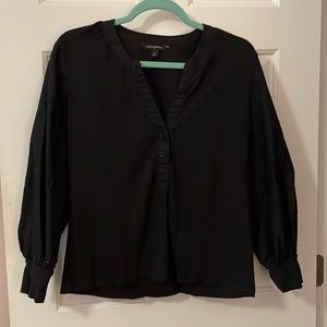 Mixed fabric puff sleeved popover